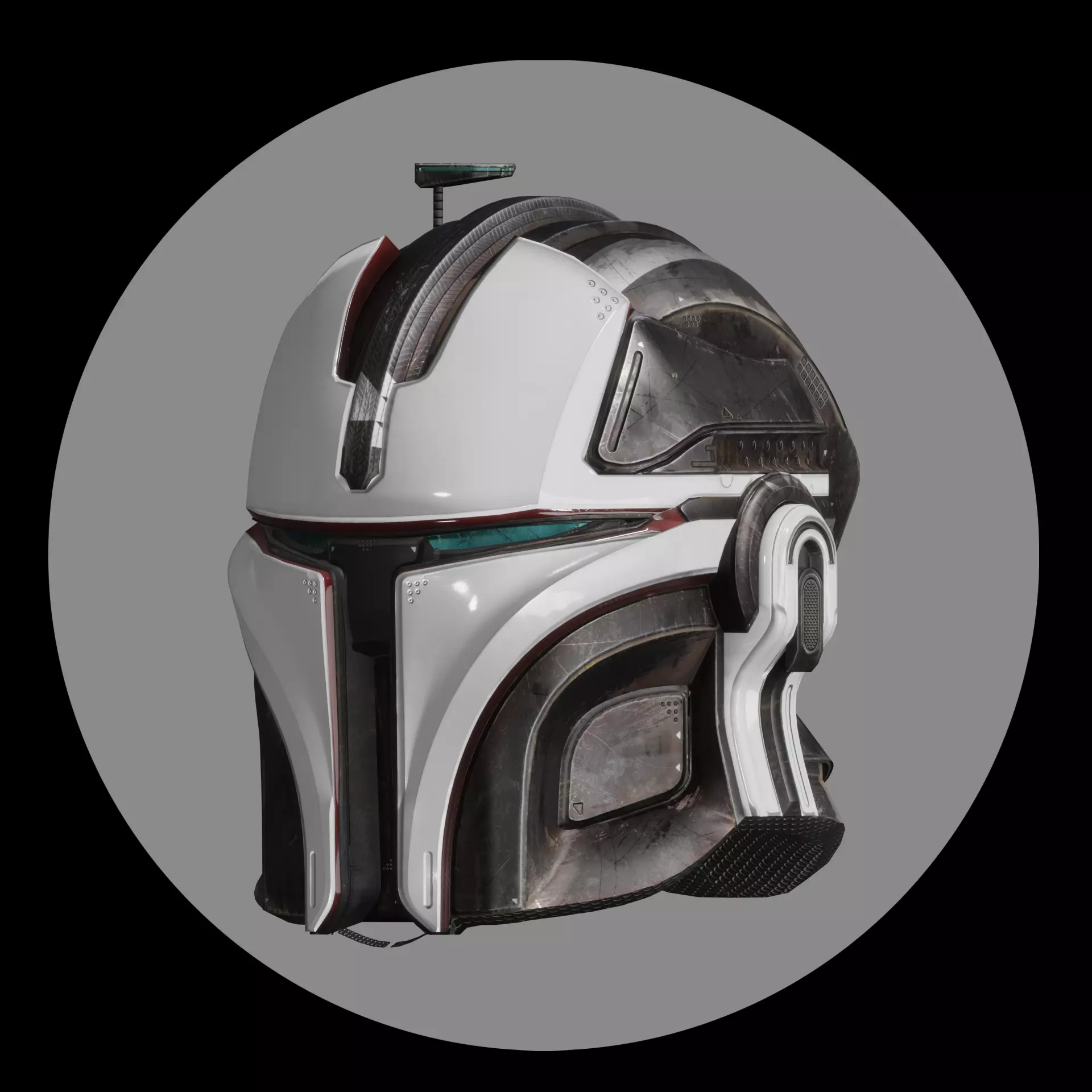 Mandalorian Helmet Model and Texture Low-poly 3D model_0