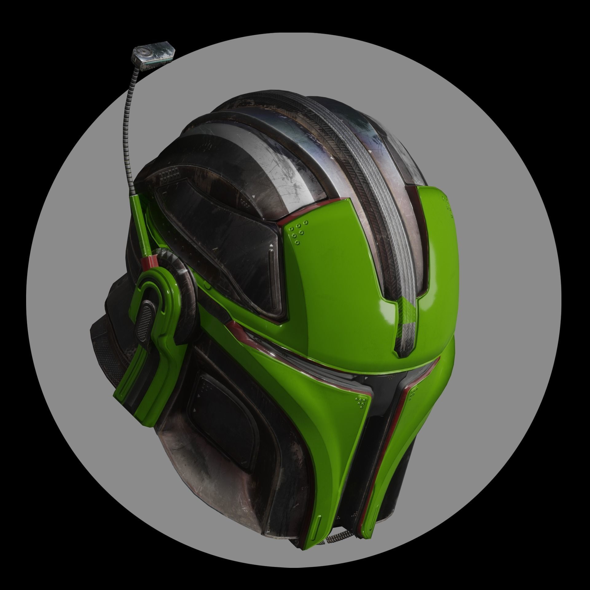 Mandalorian Helmet Model and Texture Low-poly 3D model_1