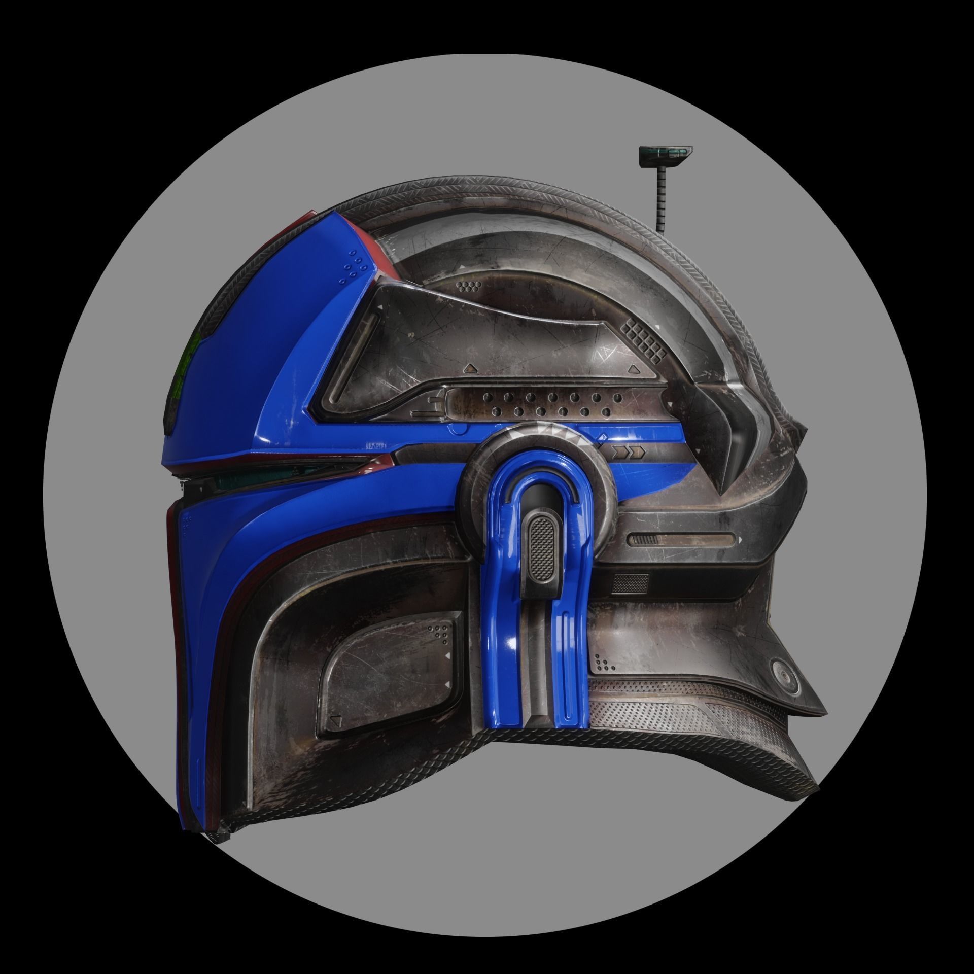 Mandalorian Helmet Model and Texture Low-poly 3D model_6