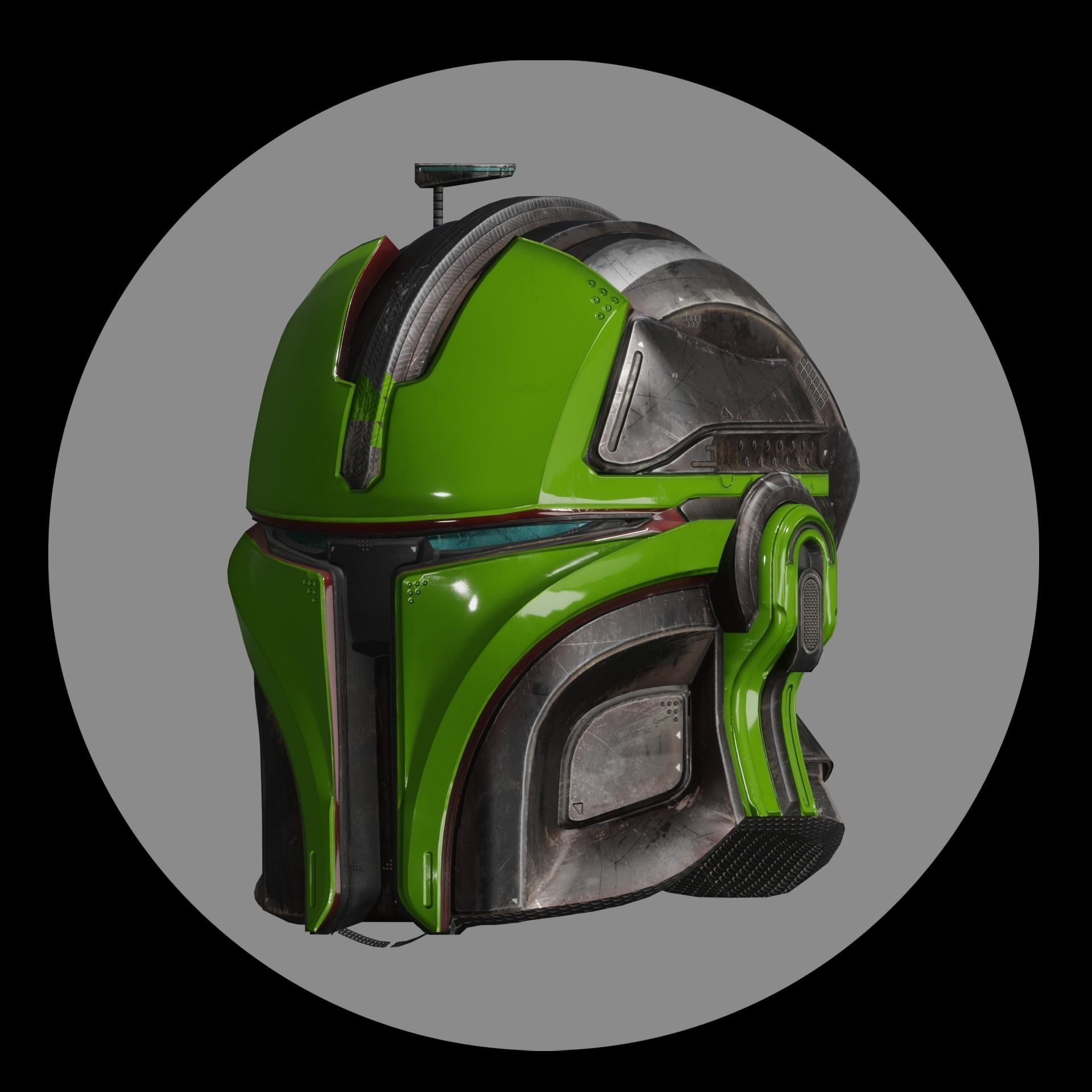 Mandalorian Helmet Model and Texture Low-poly 3D model_3