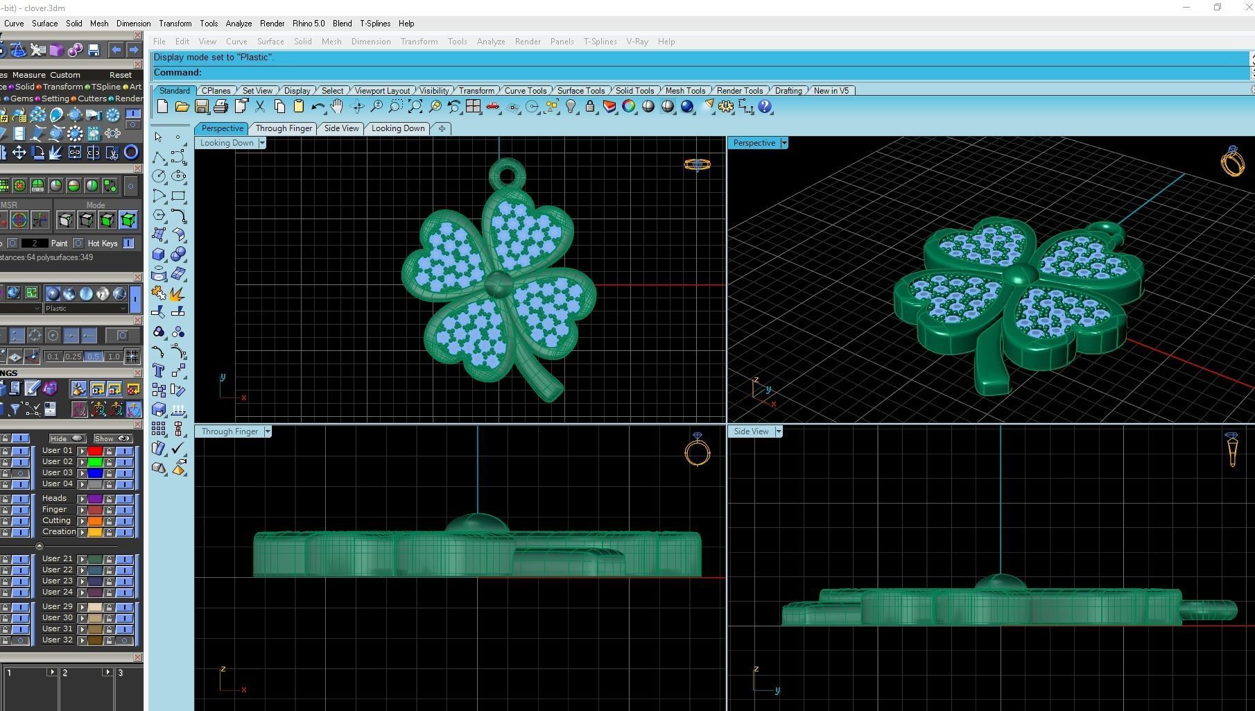 Pendant Clover 3D print model_4