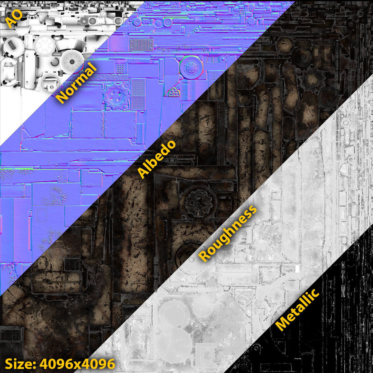 Destroyed tank M1A1 Abrams Low-poly 3D model_16