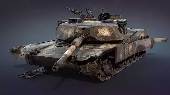 Destroyed tank M1A1 Abrams Low-poly 3D model