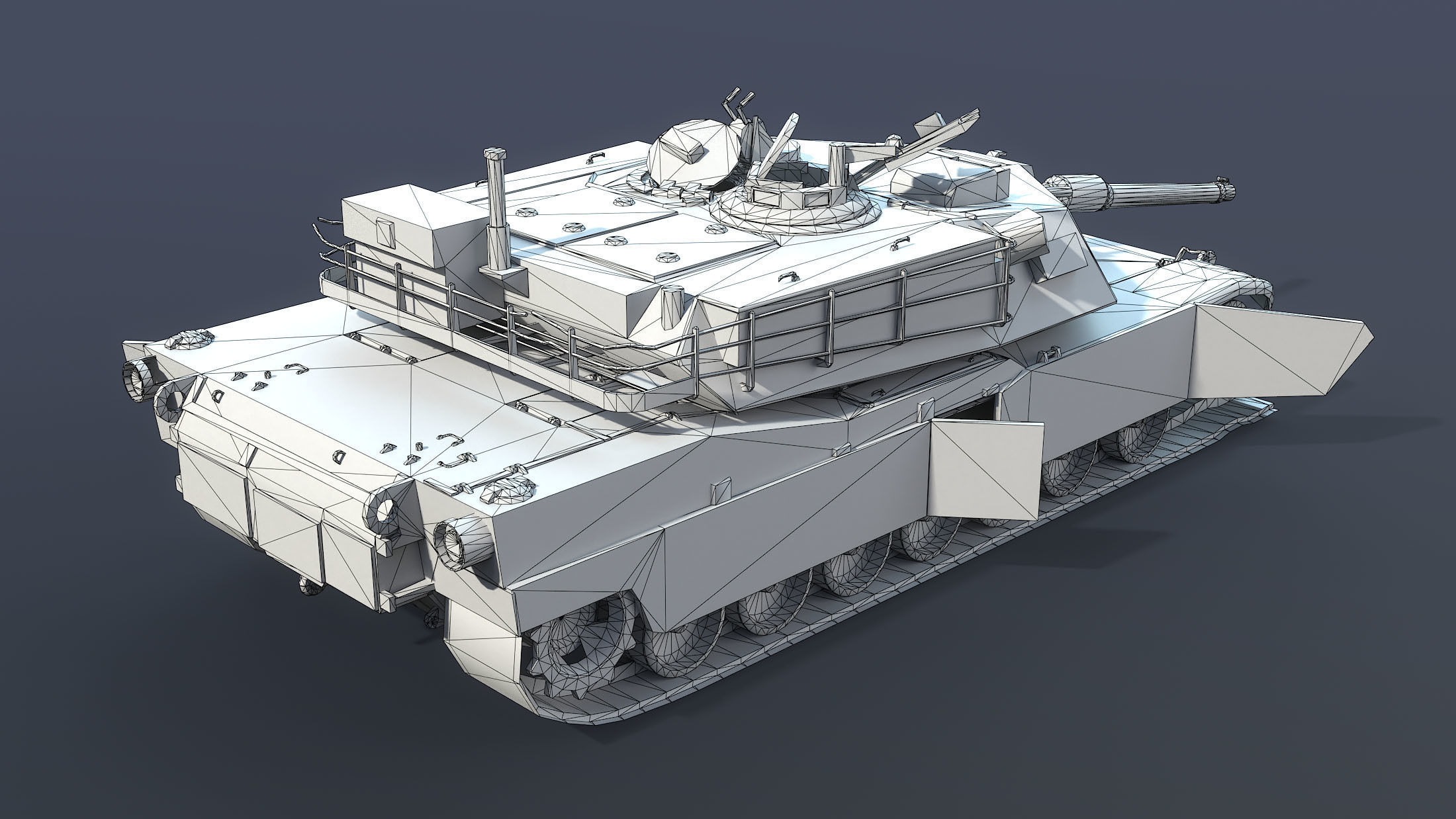 Destroyed tank M1A1 Abrams Low-poly 3D model_14