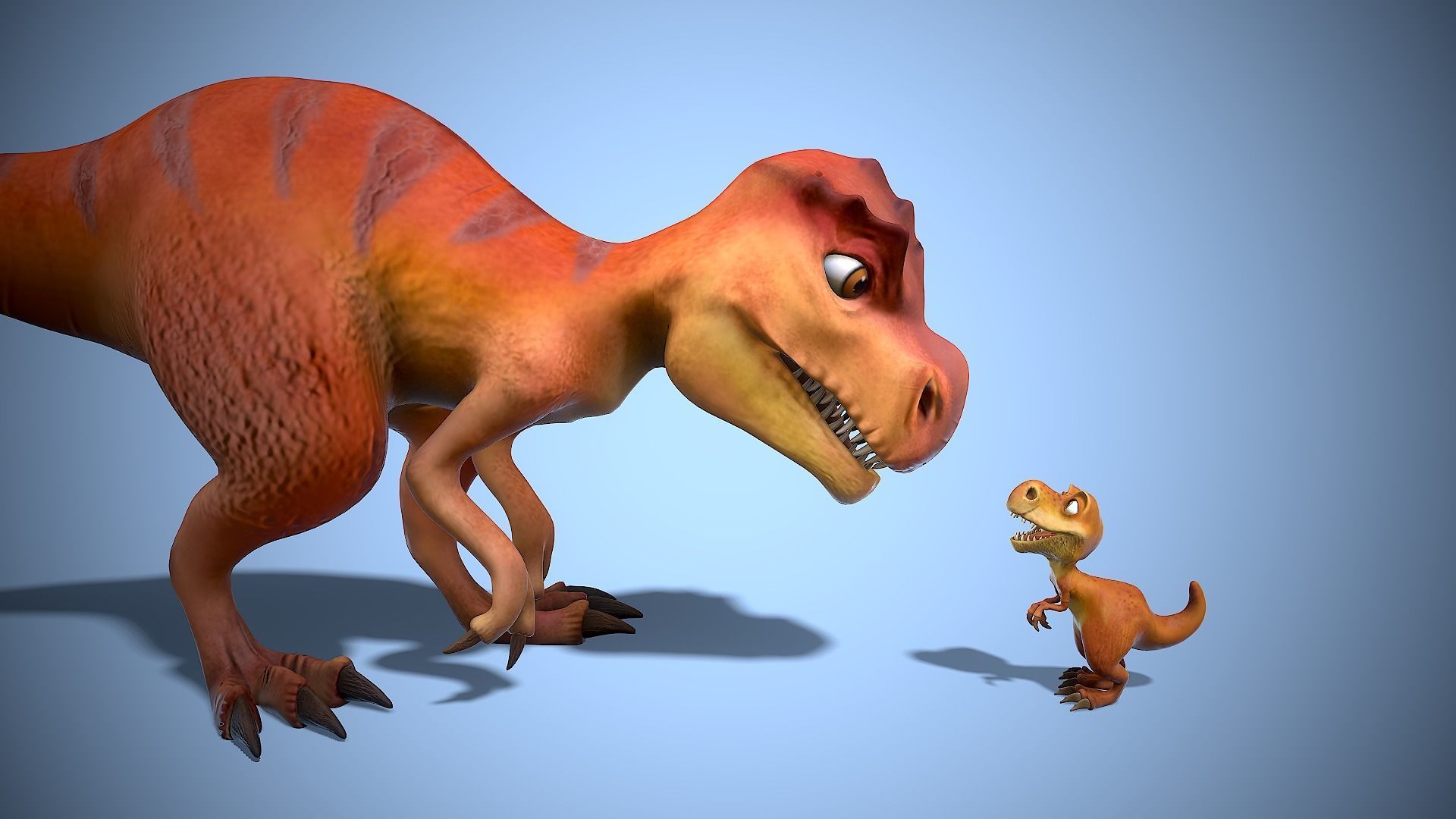 Dino family Low-poly 3D model_3