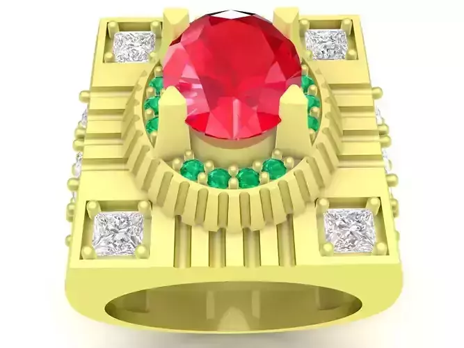 Luxury Square Mens Statement Ring 3831 3D print model