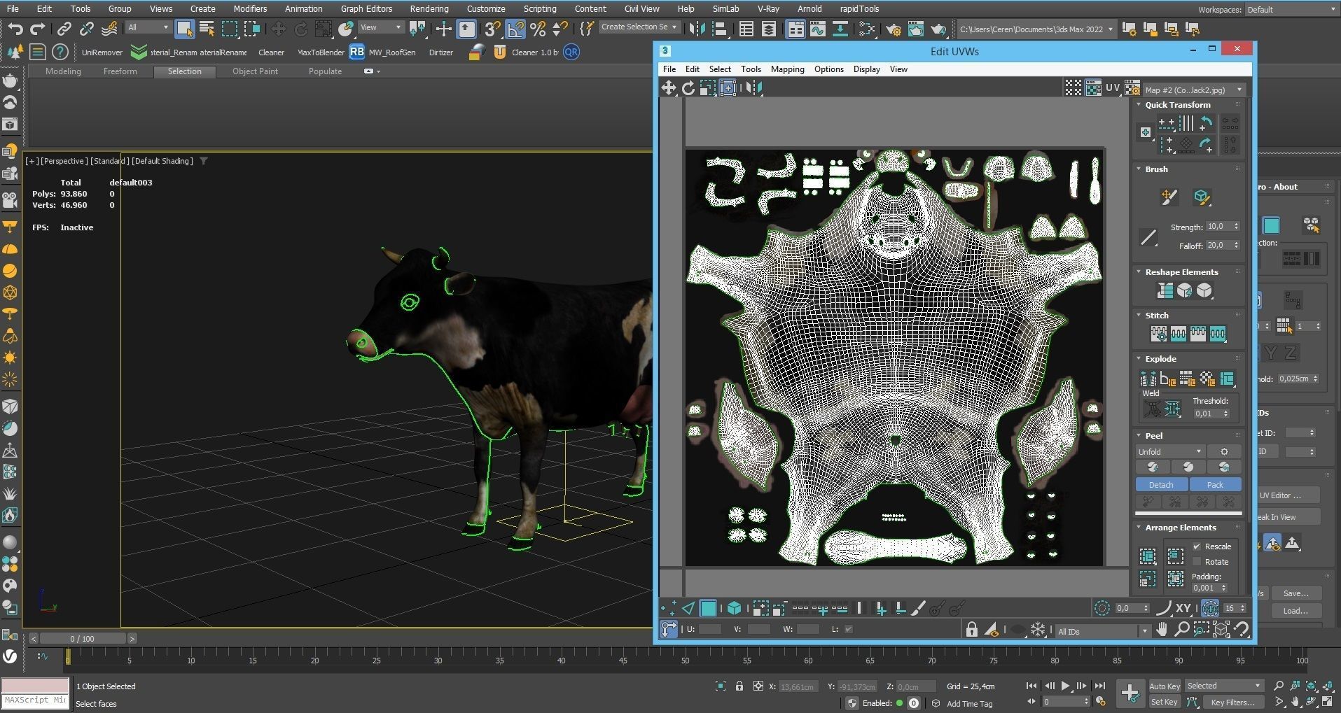 3D model Low Poly Holstein Cow Unwapped 4K Low-poly 3D model_12