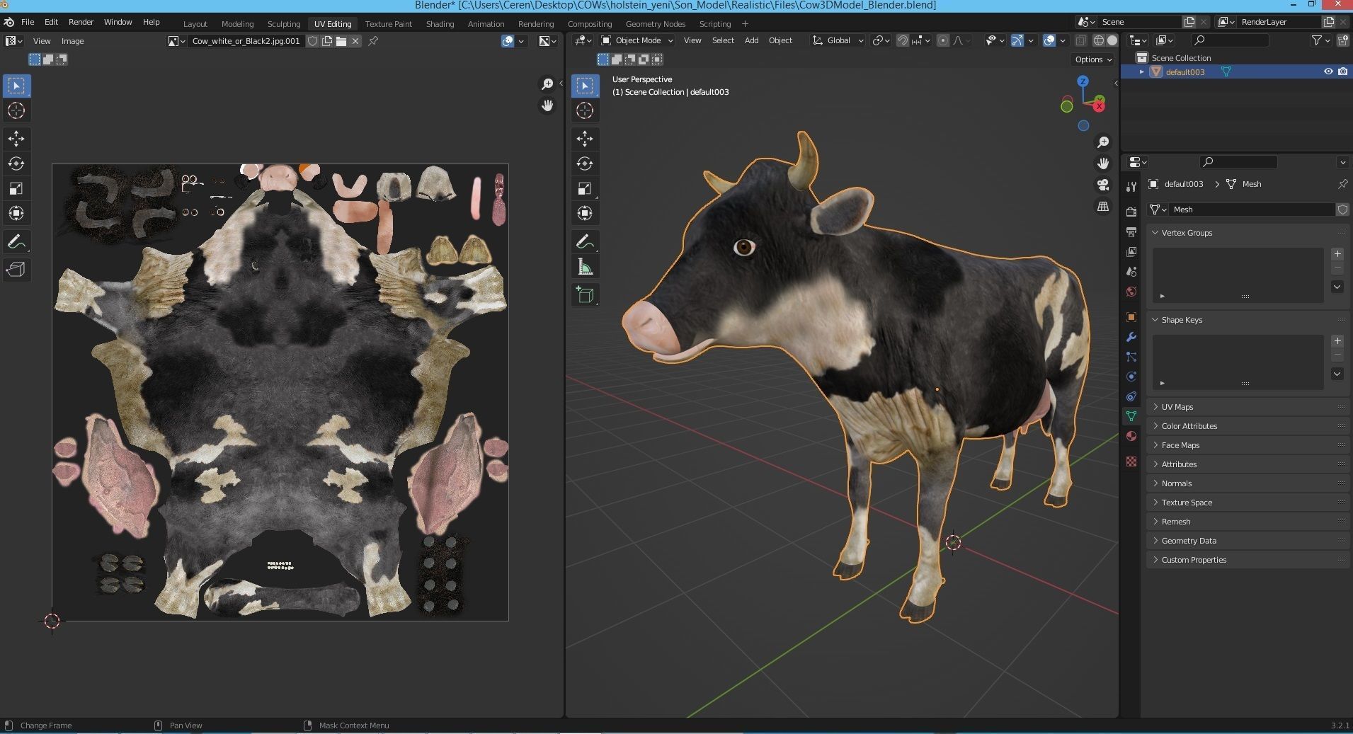 3D model Low Poly Holstein Cow Unwapped 4K Low-poly 3D model_27