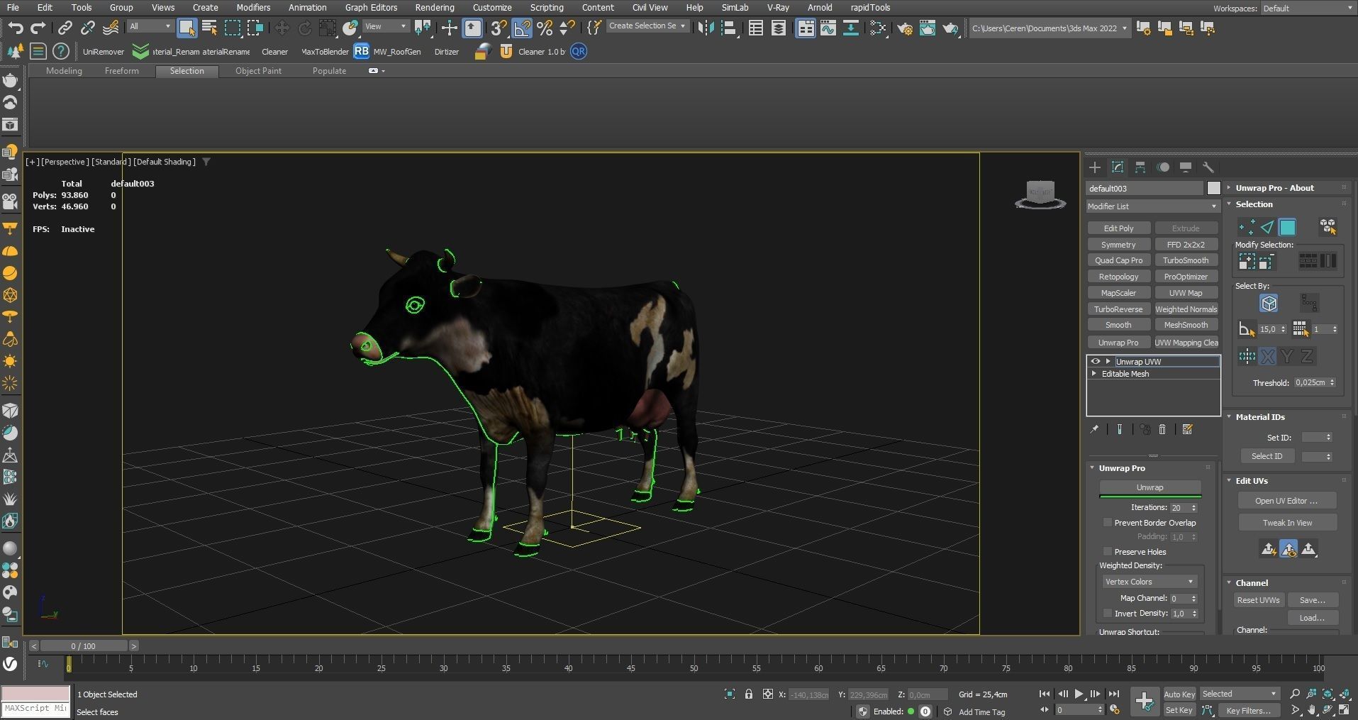 3D model Low Poly Holstein Cow Unwapped 4K Low-poly 3D model_11
