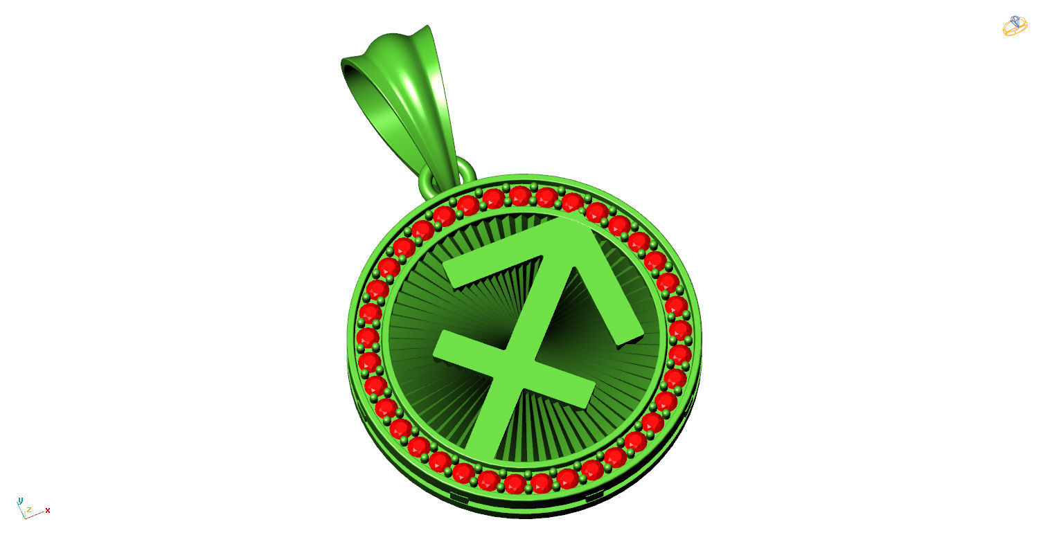 CA-004 zodiac sign pendant 3D print model_11