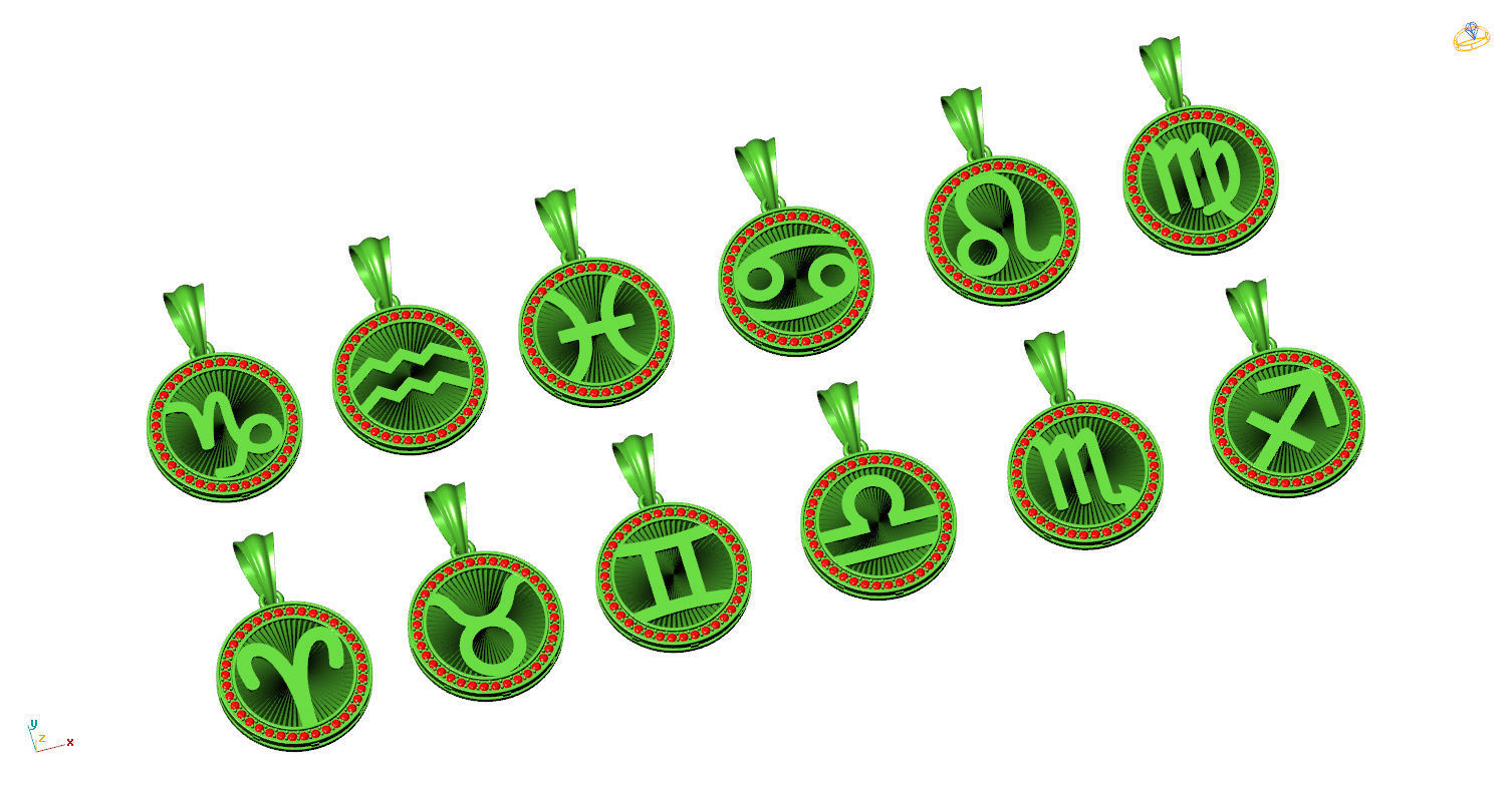 CA-004 zodiac sign pendant 3D print model_1