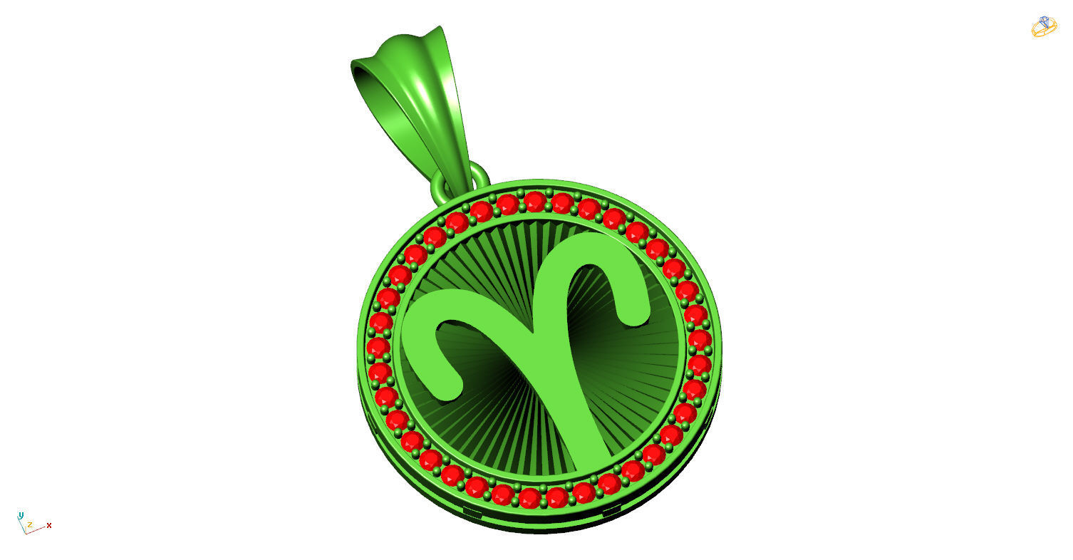 CA-004 zodiac sign pendant 3D print model_17