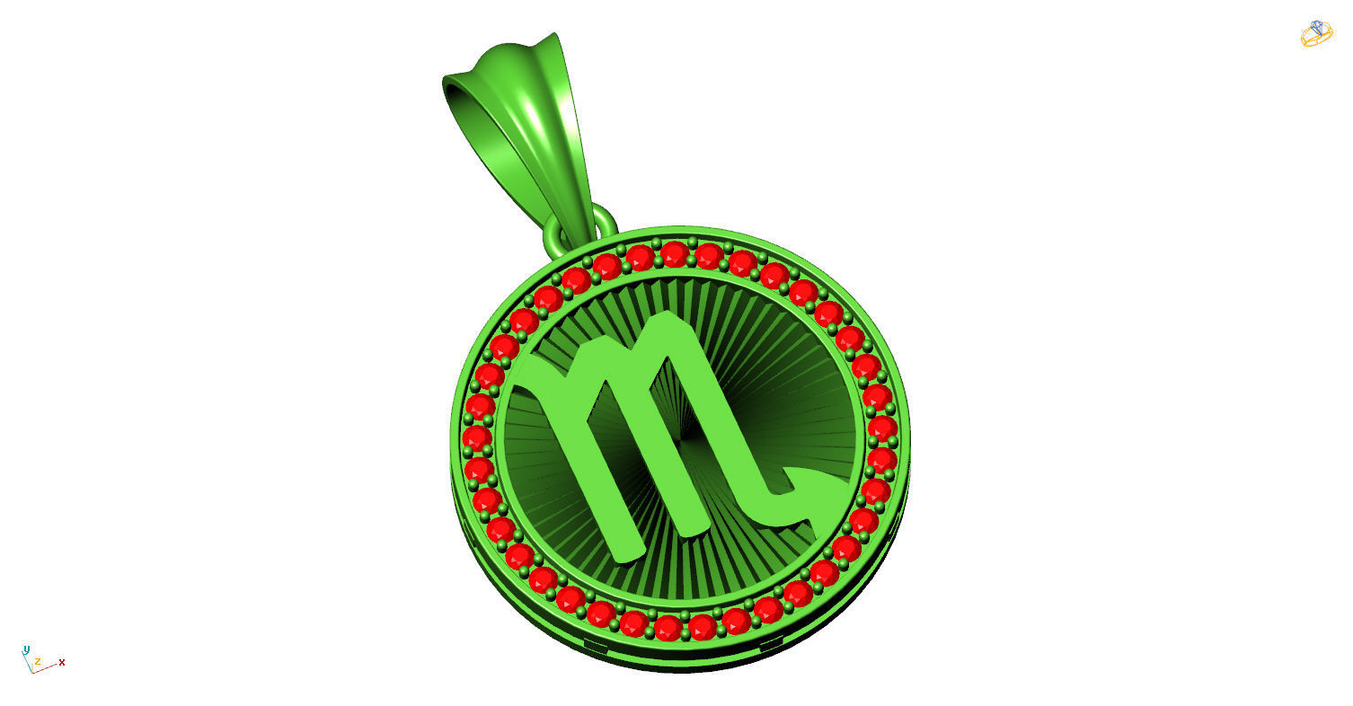 CA-004 zodiac sign pendant 3D print model_10