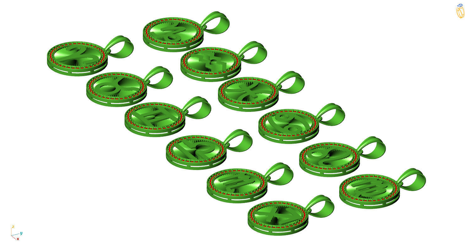 CA-004 zodiac sign pendant 3D print model_4