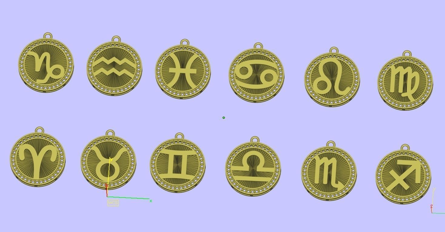 CA-004 zodiac sign pendant 3D print model_20