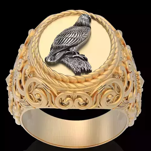 Eagle ring silver gold sterling jewelry printable 3D model