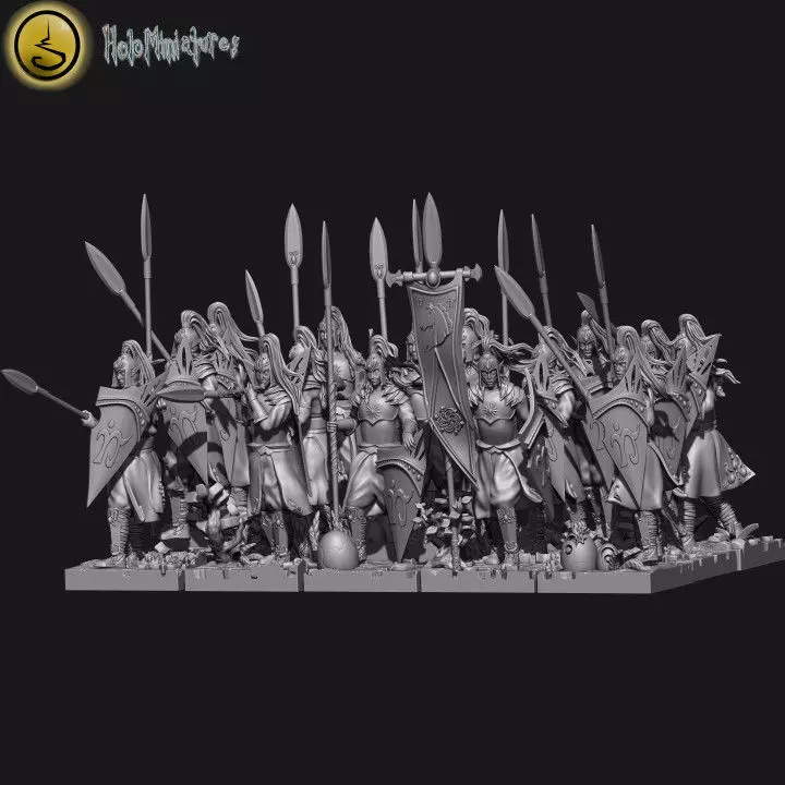 Highborn elves spearmen and sea guard unit 3D print model_0