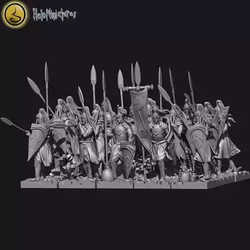 Highborn elves spearmen and sea guard unit 3D print model