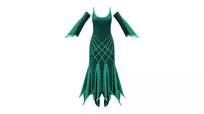 Emerald Velvet Elven Dress