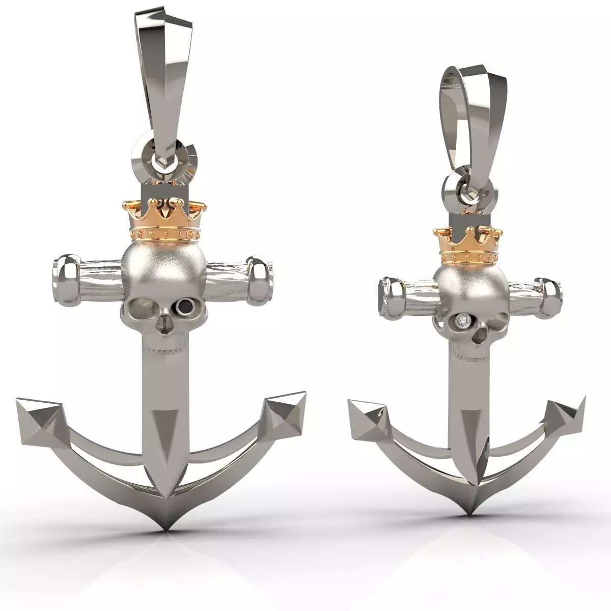 Anchors with skulls and crowns 3D print model_0