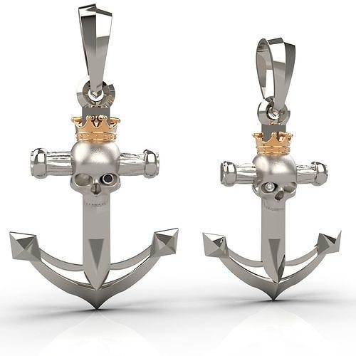 Anchors with skulls and crowns 3D print model