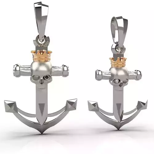 Anchors with skulls and crowns 3D print model