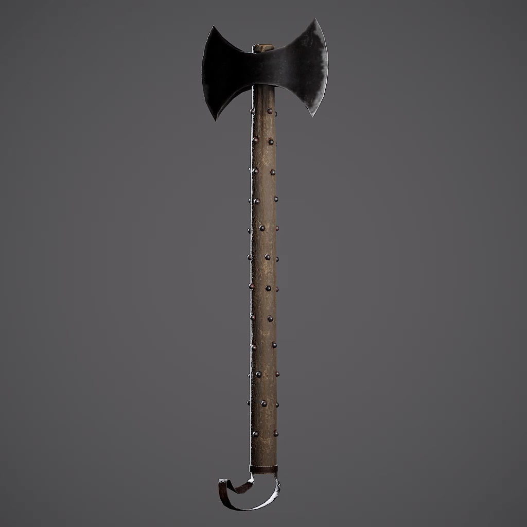 Double Axe Low-poly 3D model_28
