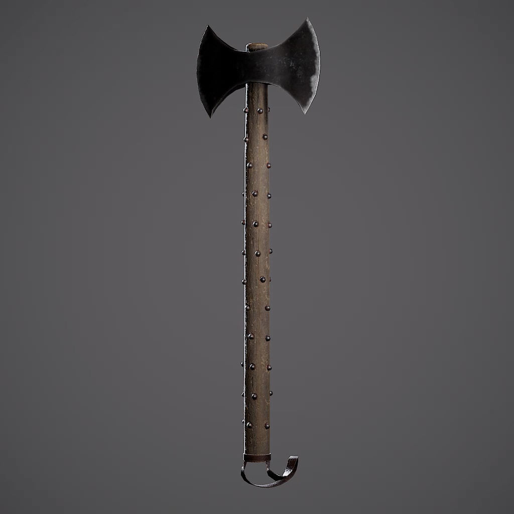 Double Axe Low-poly 3D model_53