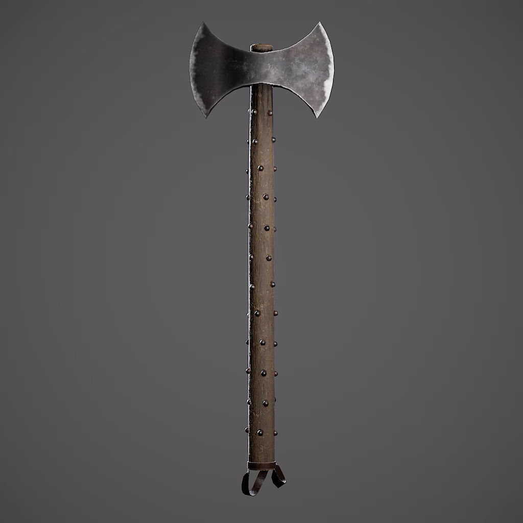 Double Axe Low-poly 3D model_7