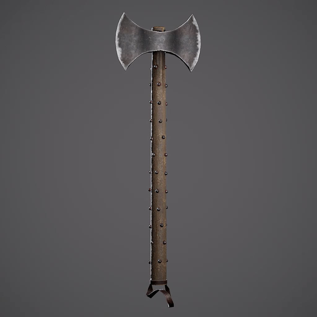 Double Axe Low-poly 3D model_34