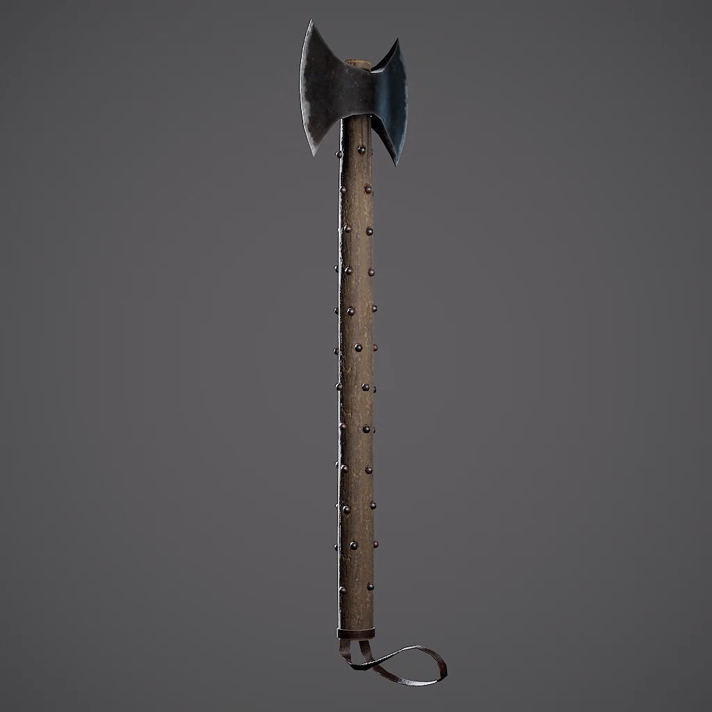 Double Axe Low-poly 3D model_40