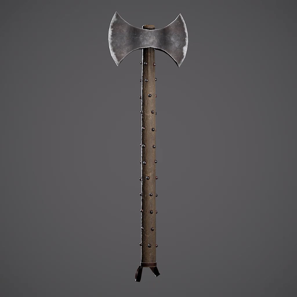 Double Axe Low-poly 3D model_9