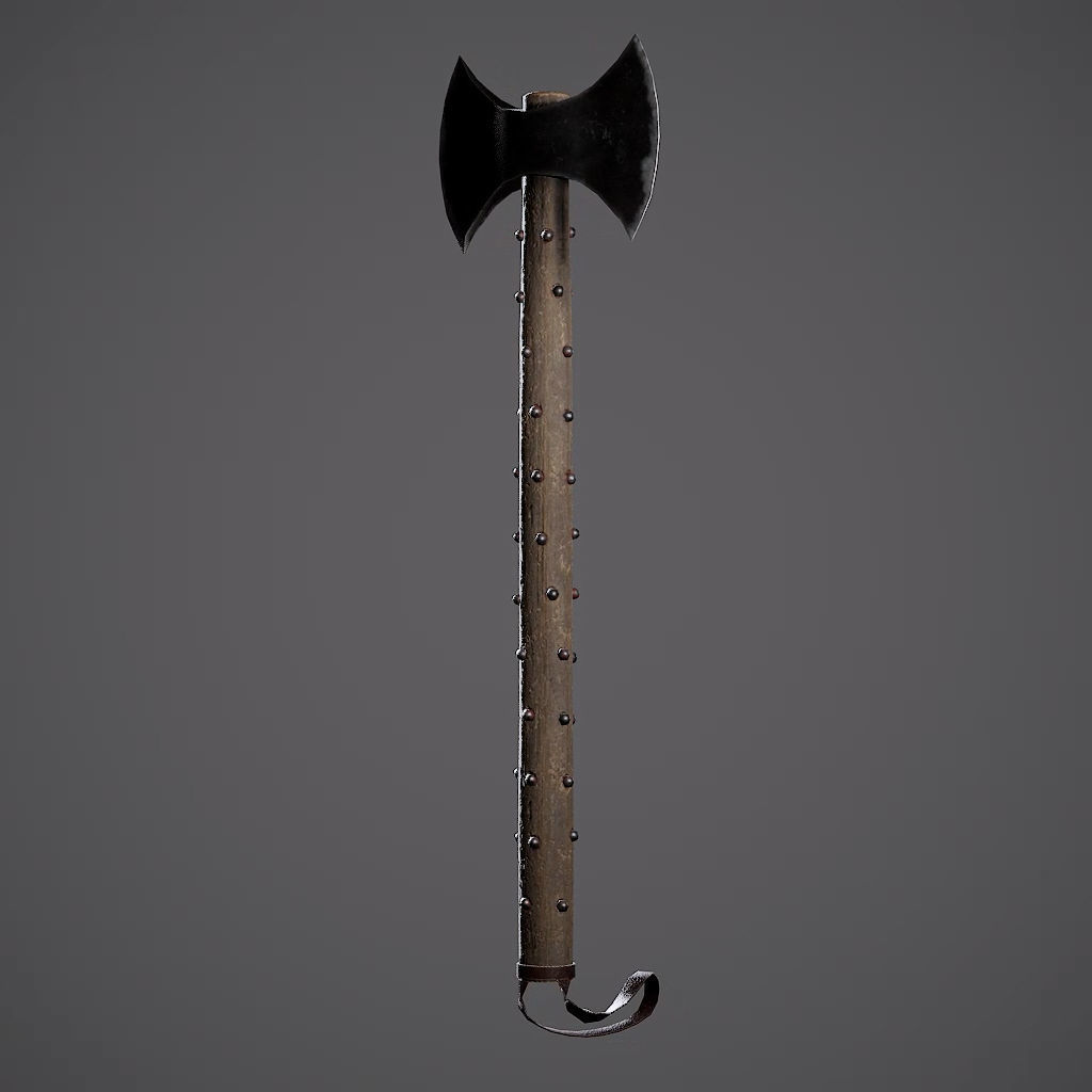 Double Axe Low-poly 3D model_51