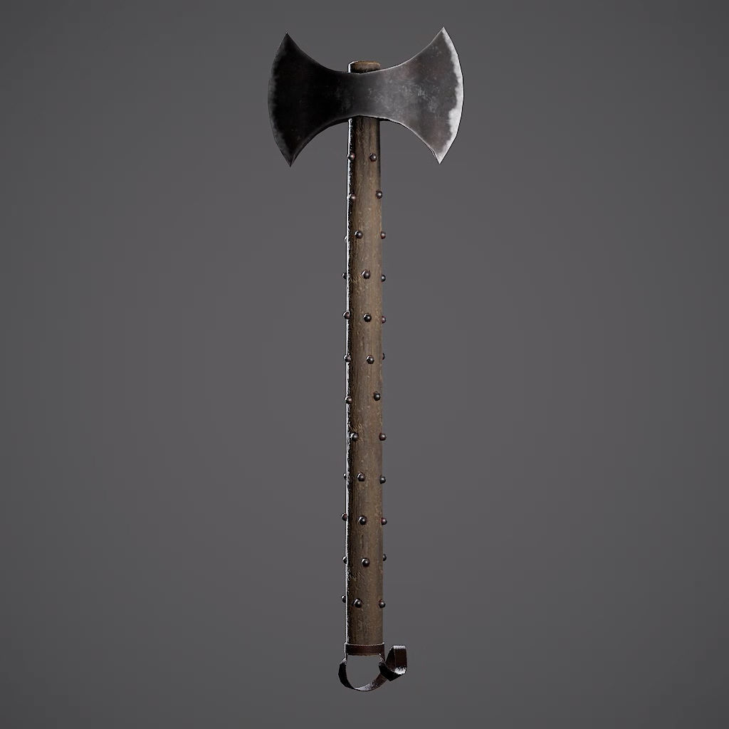 Double Axe Low-poly 3D model_55