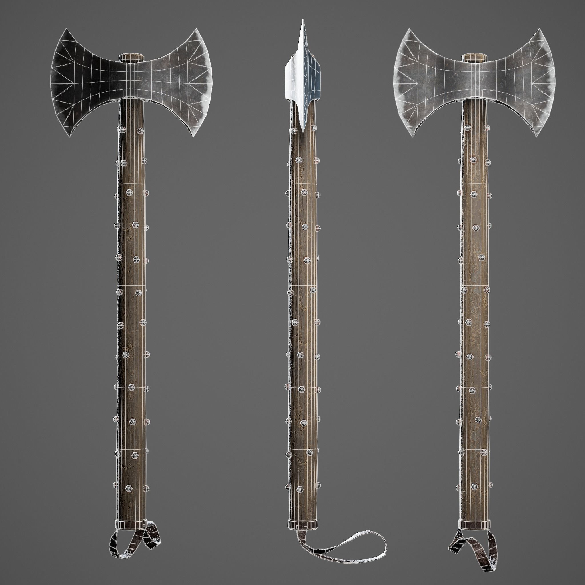 Double Axe Low-poly 3D model_6