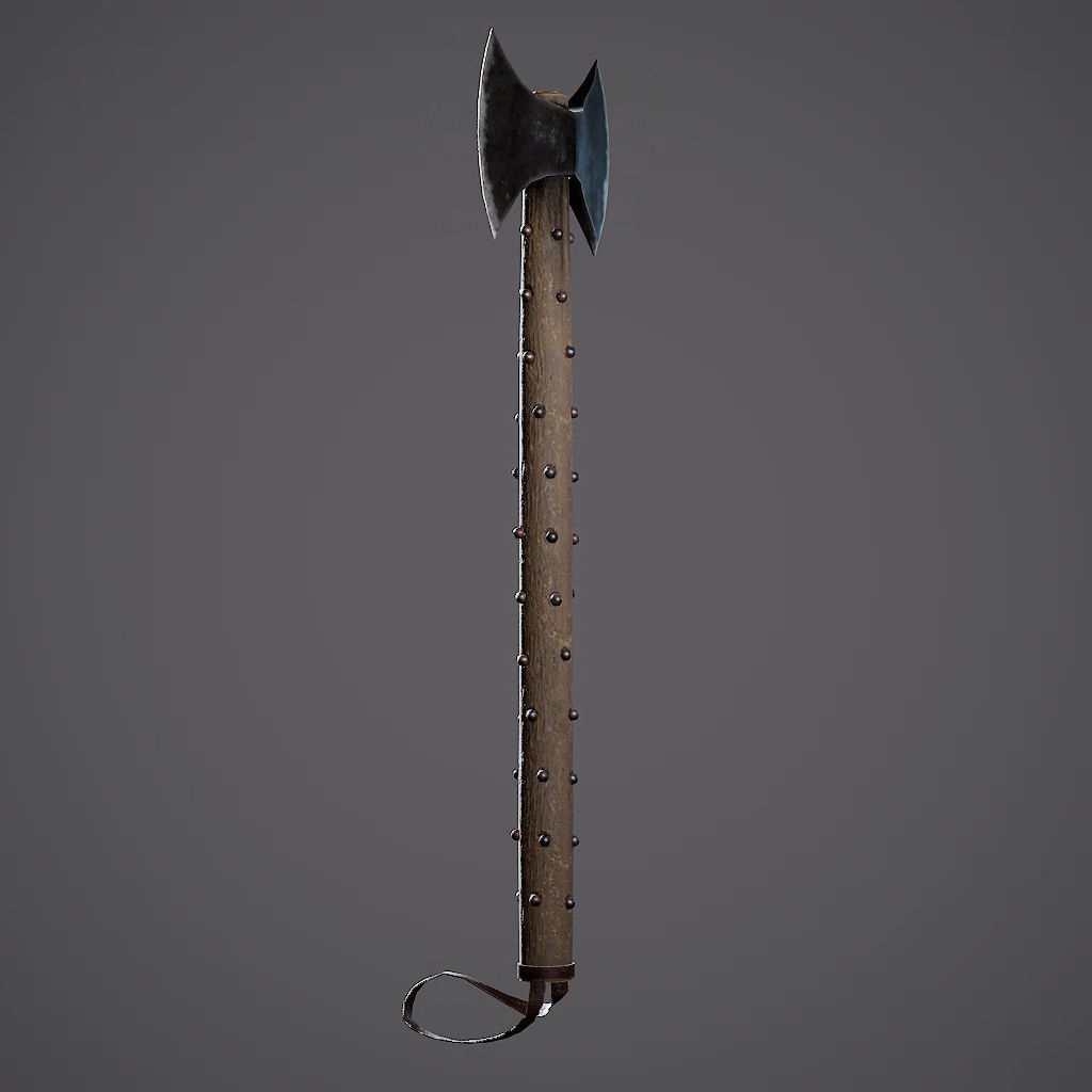 Double Axe Low-poly 3D model_16