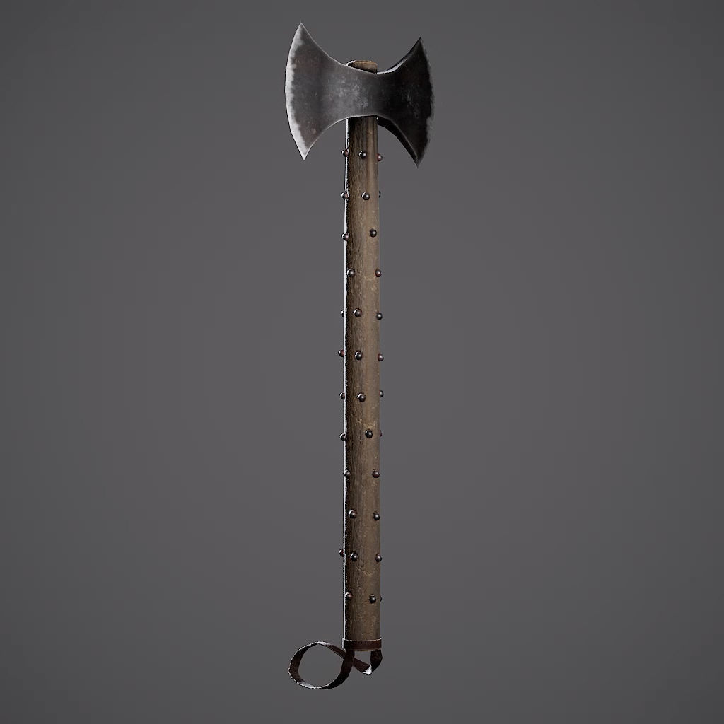 Double Axe Low-poly 3D model_13