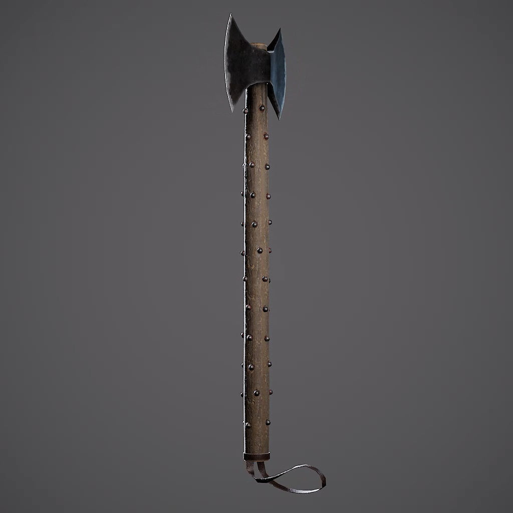Double Axe Low-poly 3D model_41
