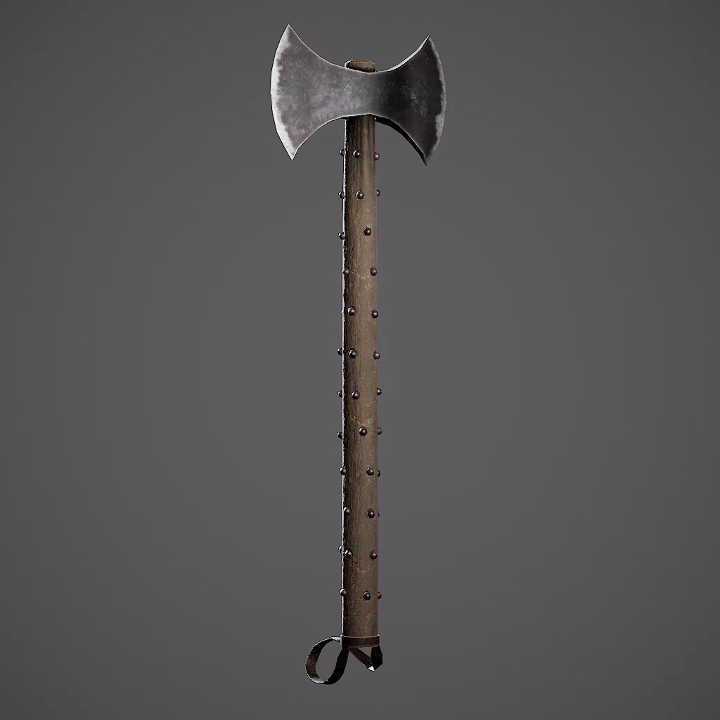 Double Axe Low-poly 3D model_11
