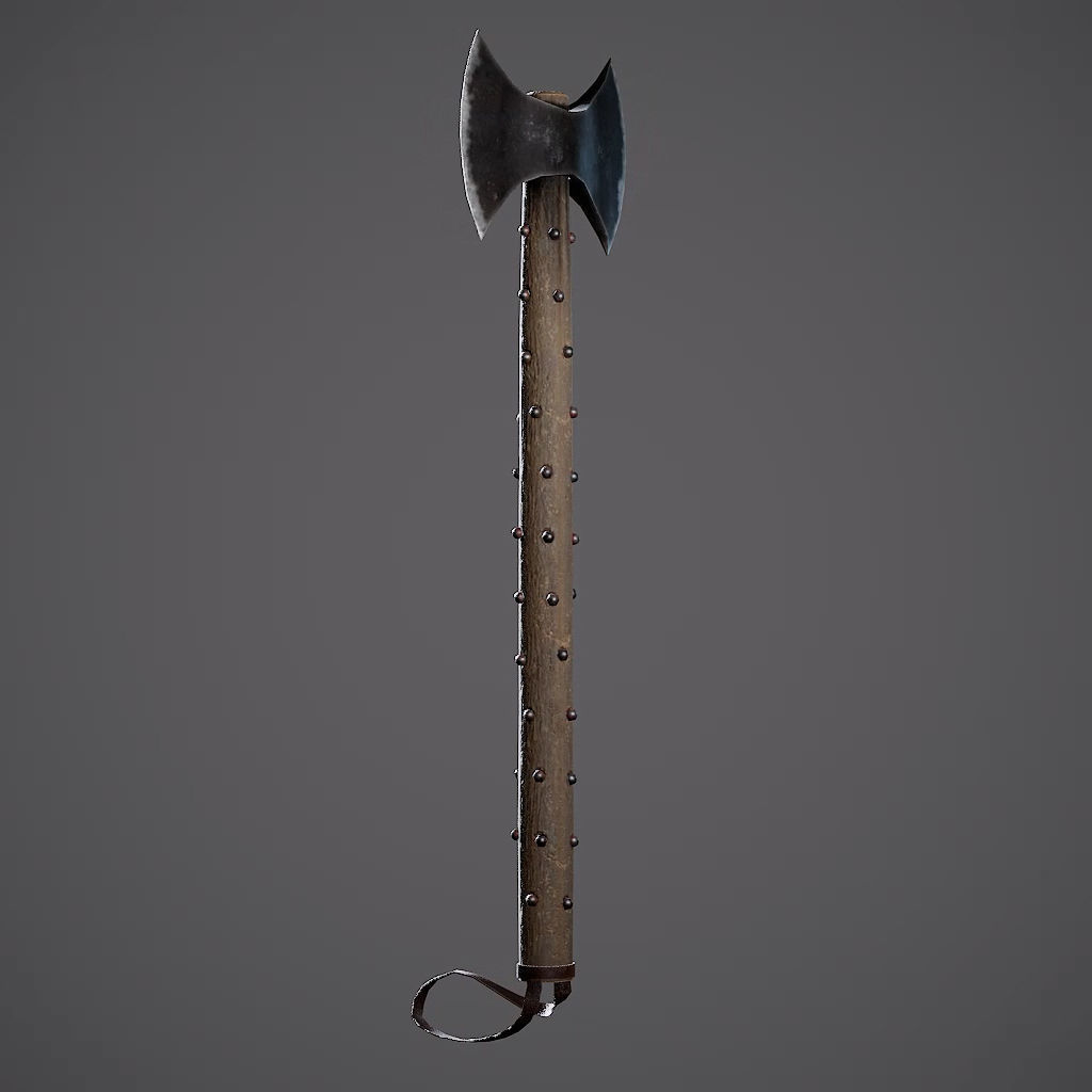Double Axe Low-poly 3D model_15