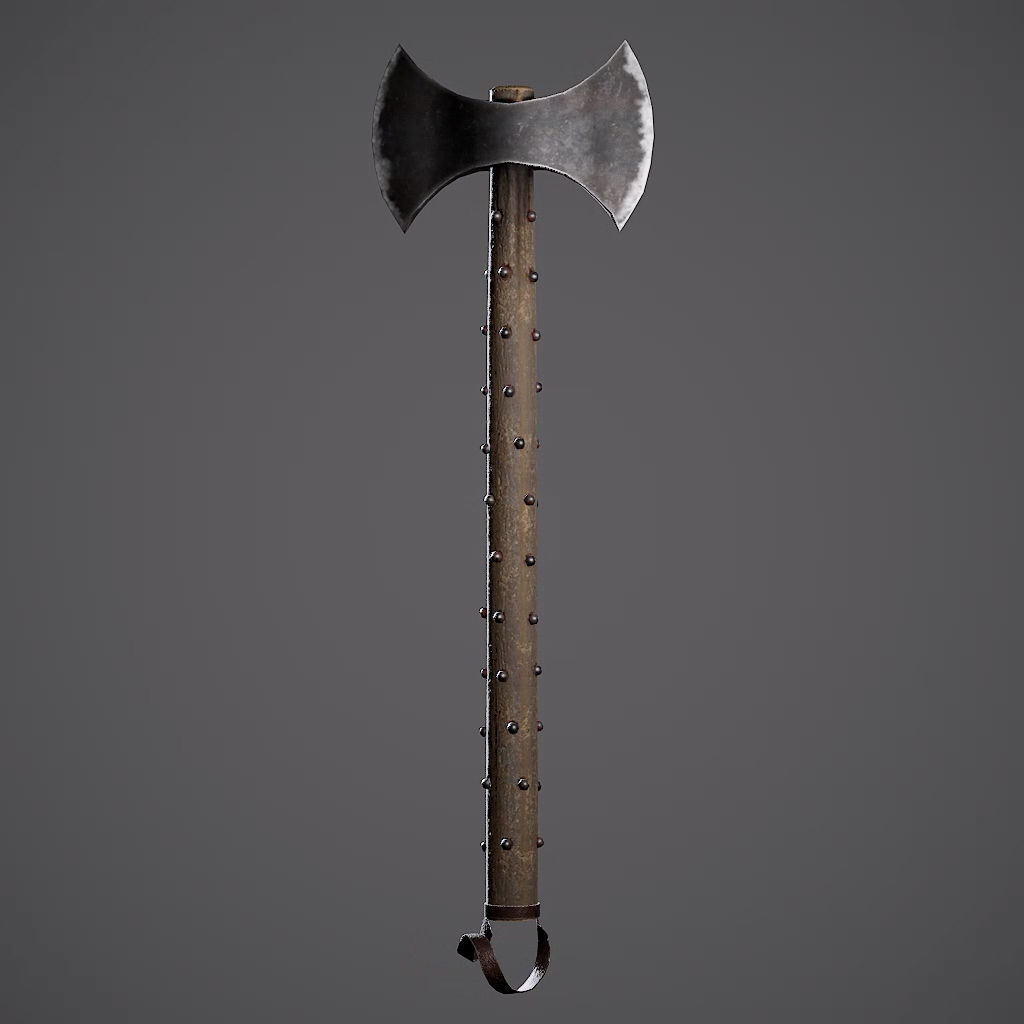 Double Axe Low-poly 3D model_31