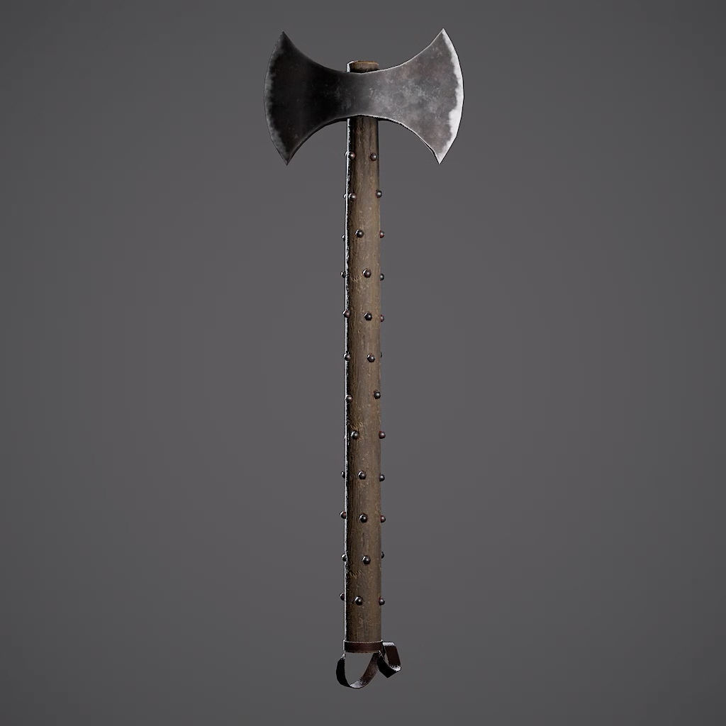 Double Axe Low-poly 3D model_56