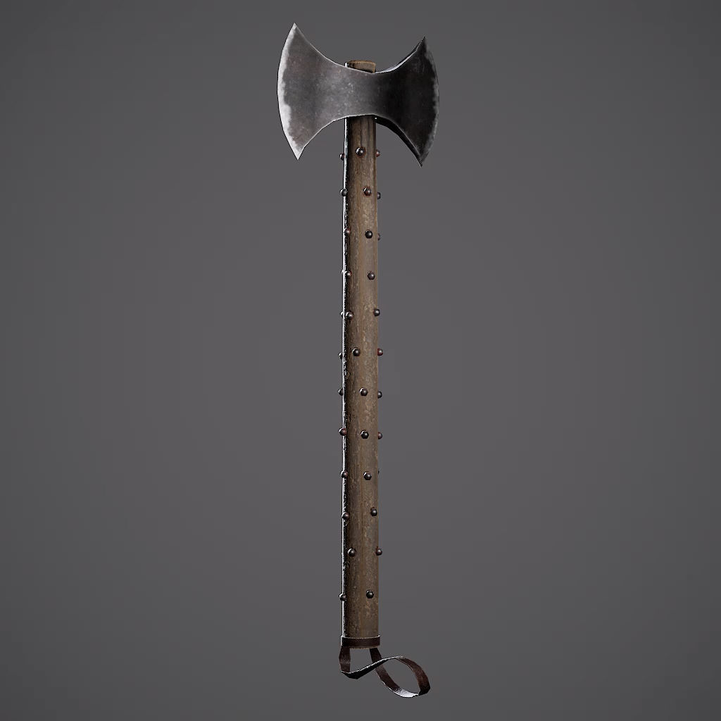 Double Axe Low-poly 3D model_37