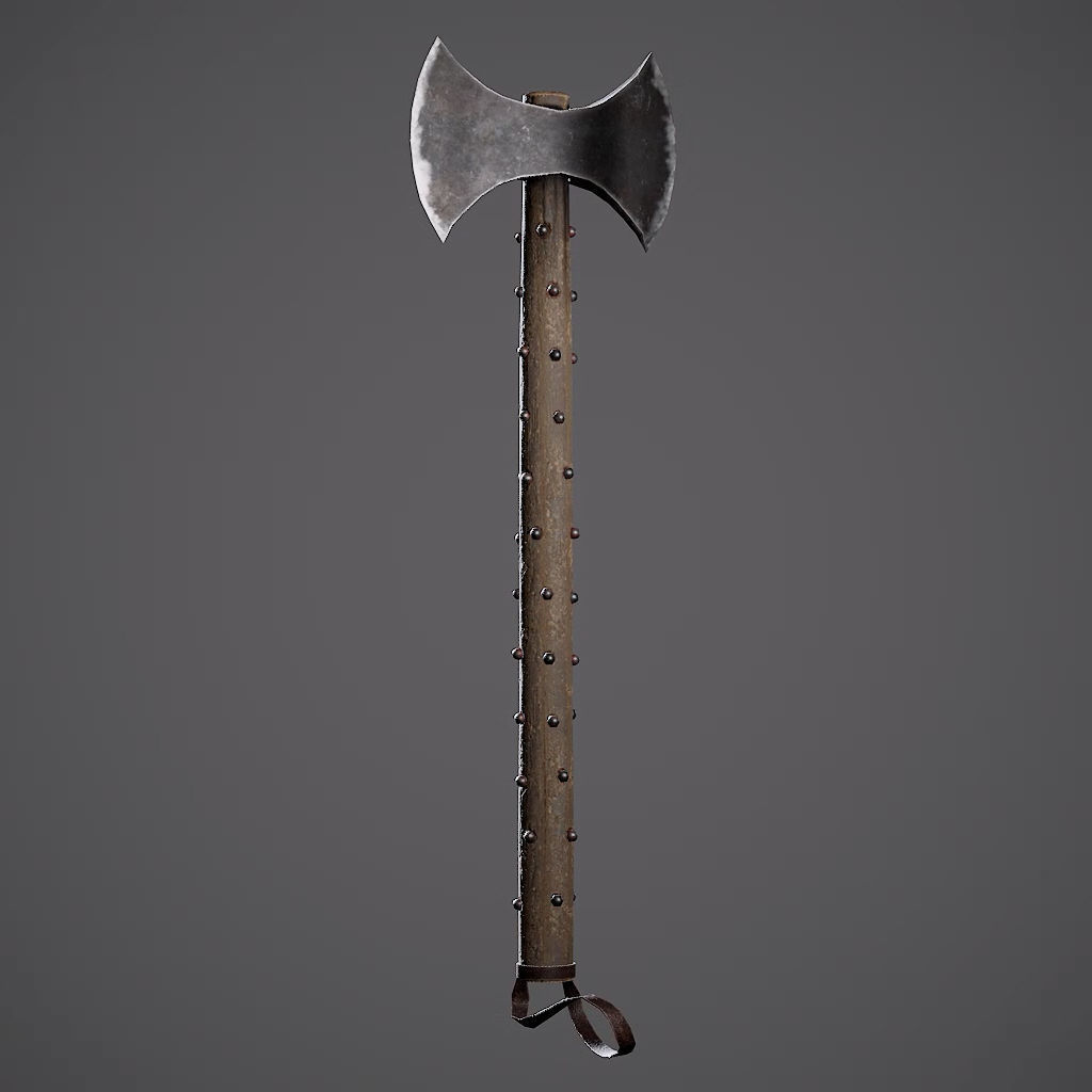 Double Axe Low-poly 3D model_36