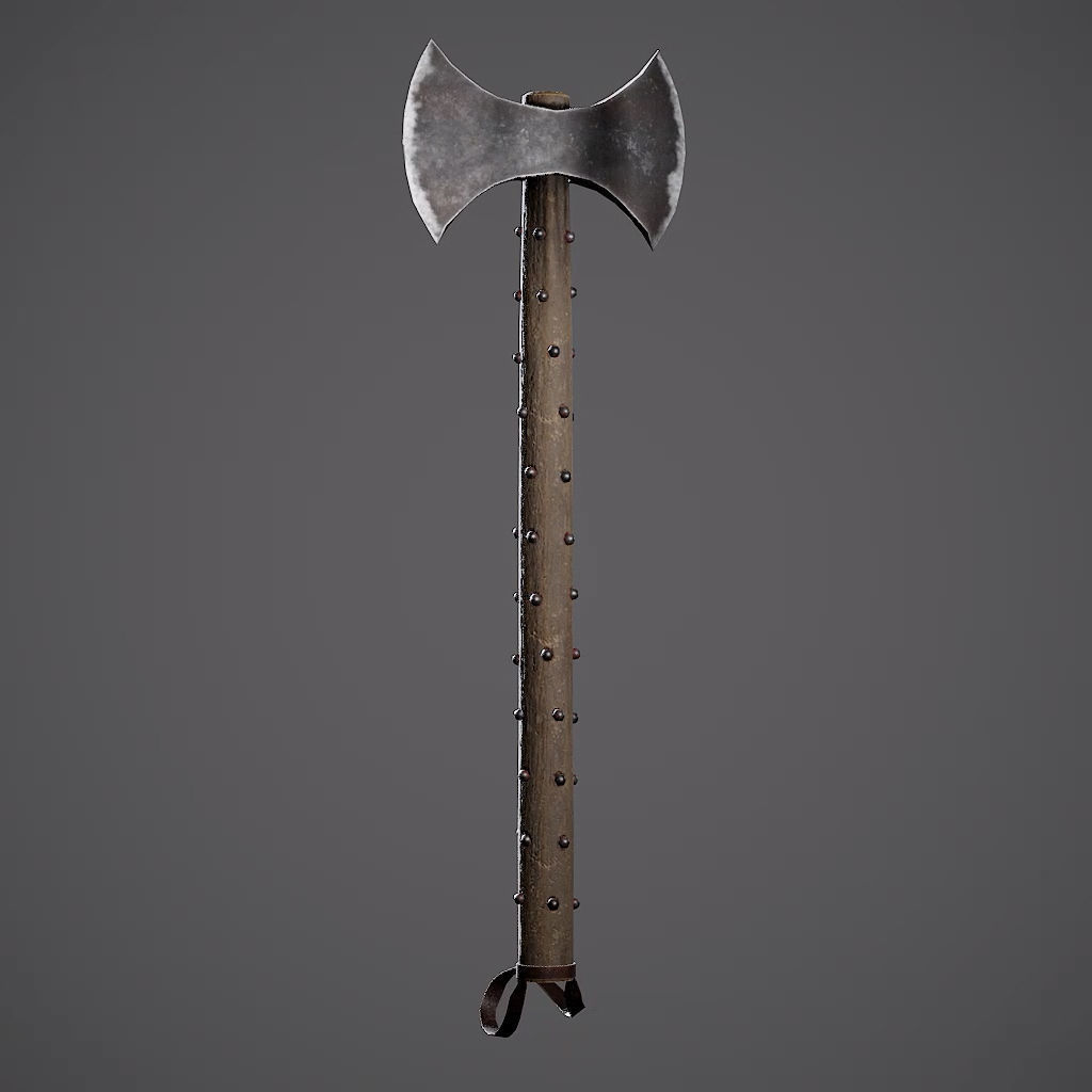 Double Axe Low-poly 3D model_10