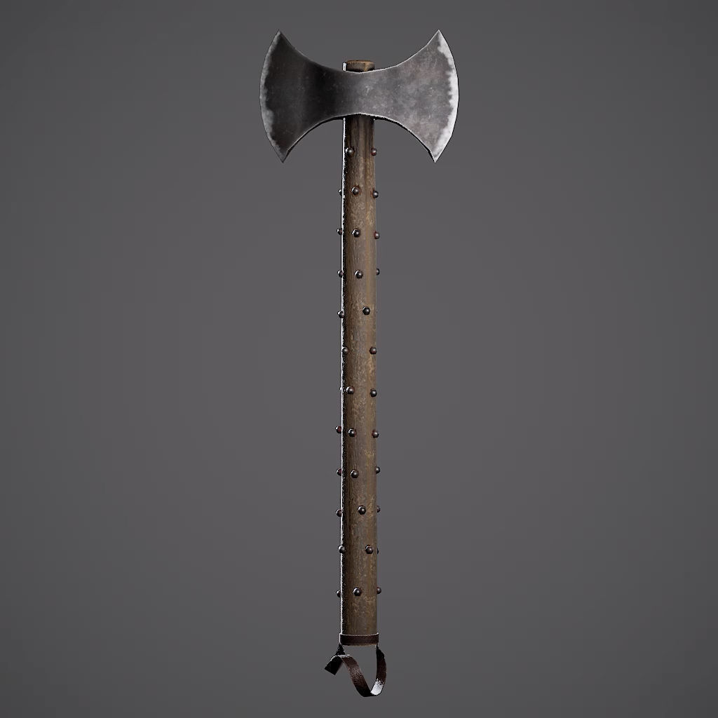 Double Axe Low-poly 3D model_32