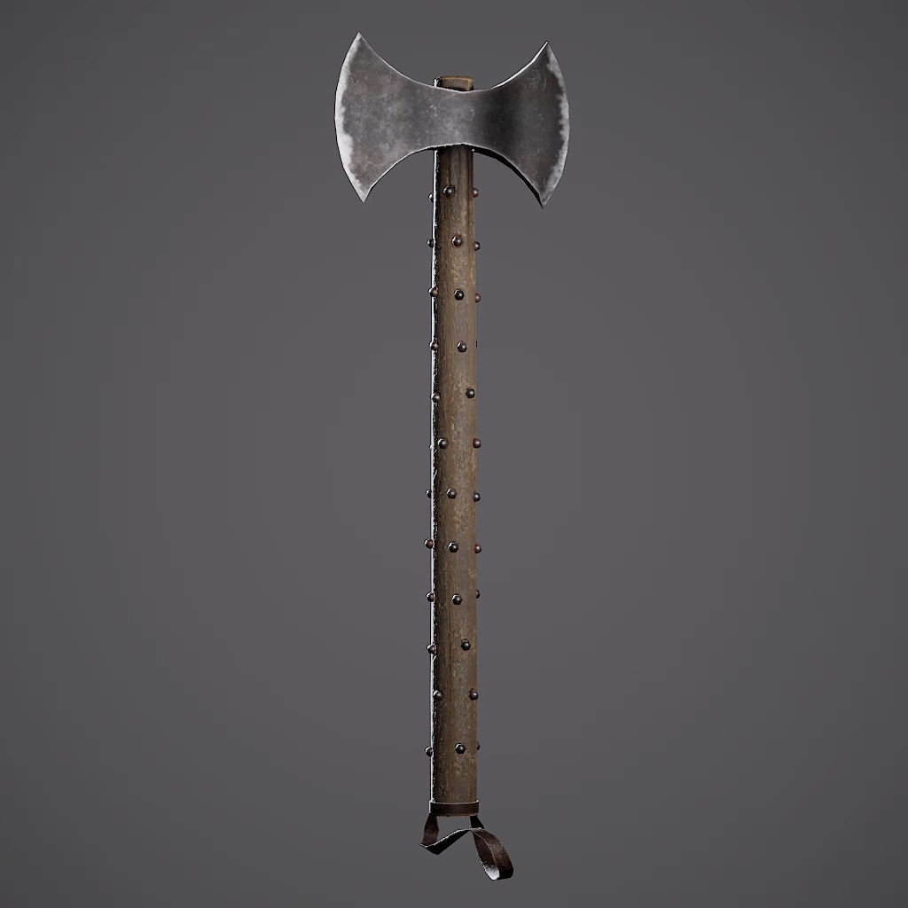 Double Axe Low-poly 3D model_35
