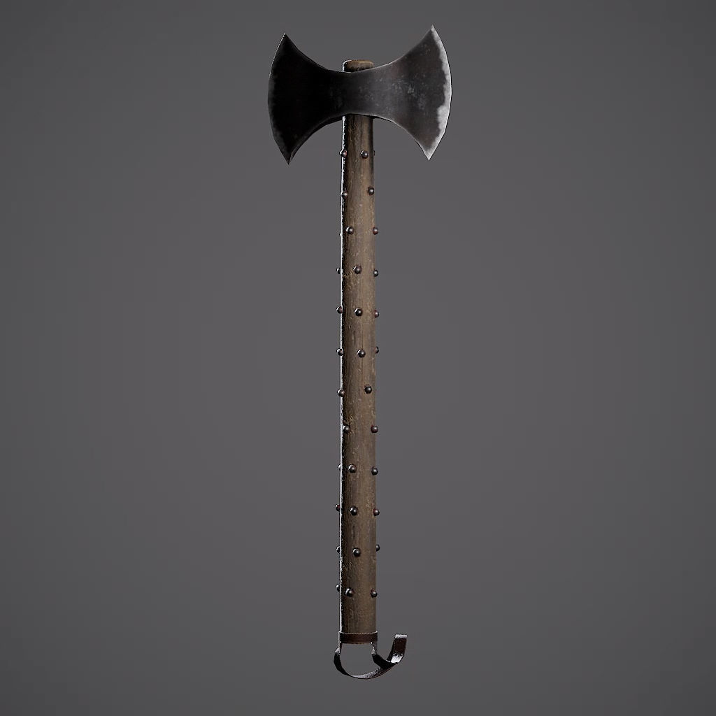 Double Axe Low-poly 3D model_54