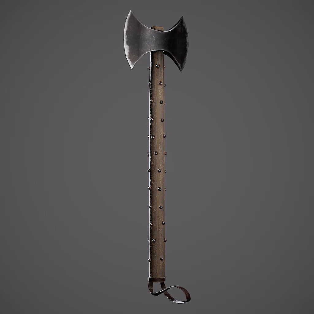 Double Axe Low-poly 3D model_38