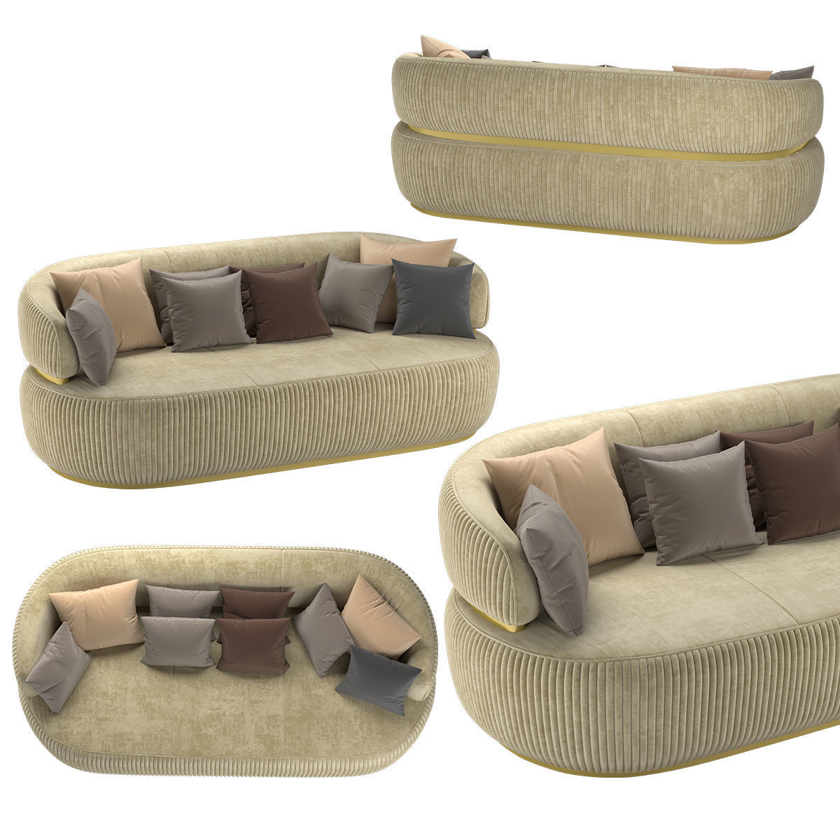 Nubuck Italian Sofa 3D model_3